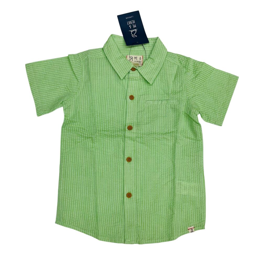 NWT Me & Henry London 9/10Y Lime Seersucker Shirt